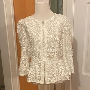 INC International Concepts White Lace Blouse